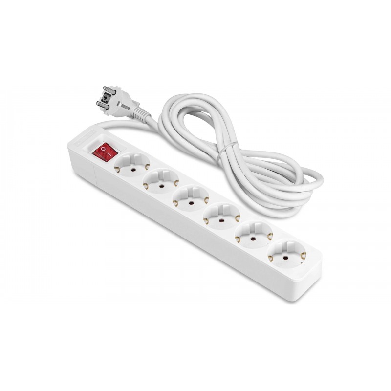 Grendosa - ON grenuttag jordat med 6 uttag och 3m kabel