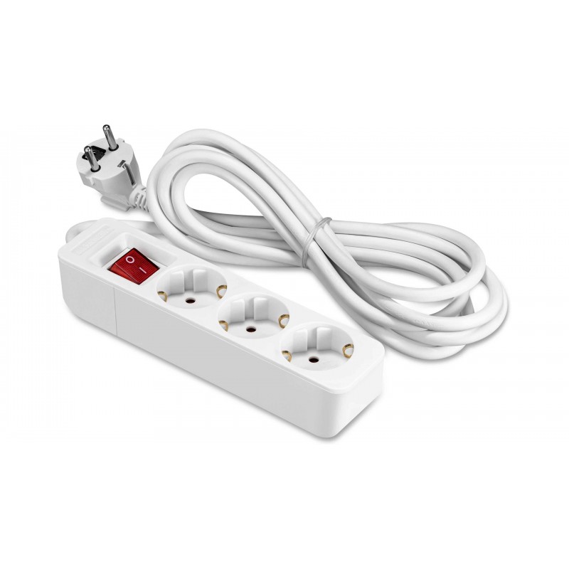 Grendosa - ON grenuttag jordat med 3 uttag och 3m kabel