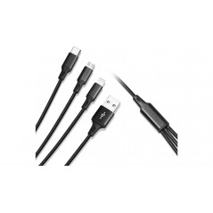 Laddare och kablar - Andersson laddningskabel 3-i-1 USB till USB-C, Lightning och microUSB