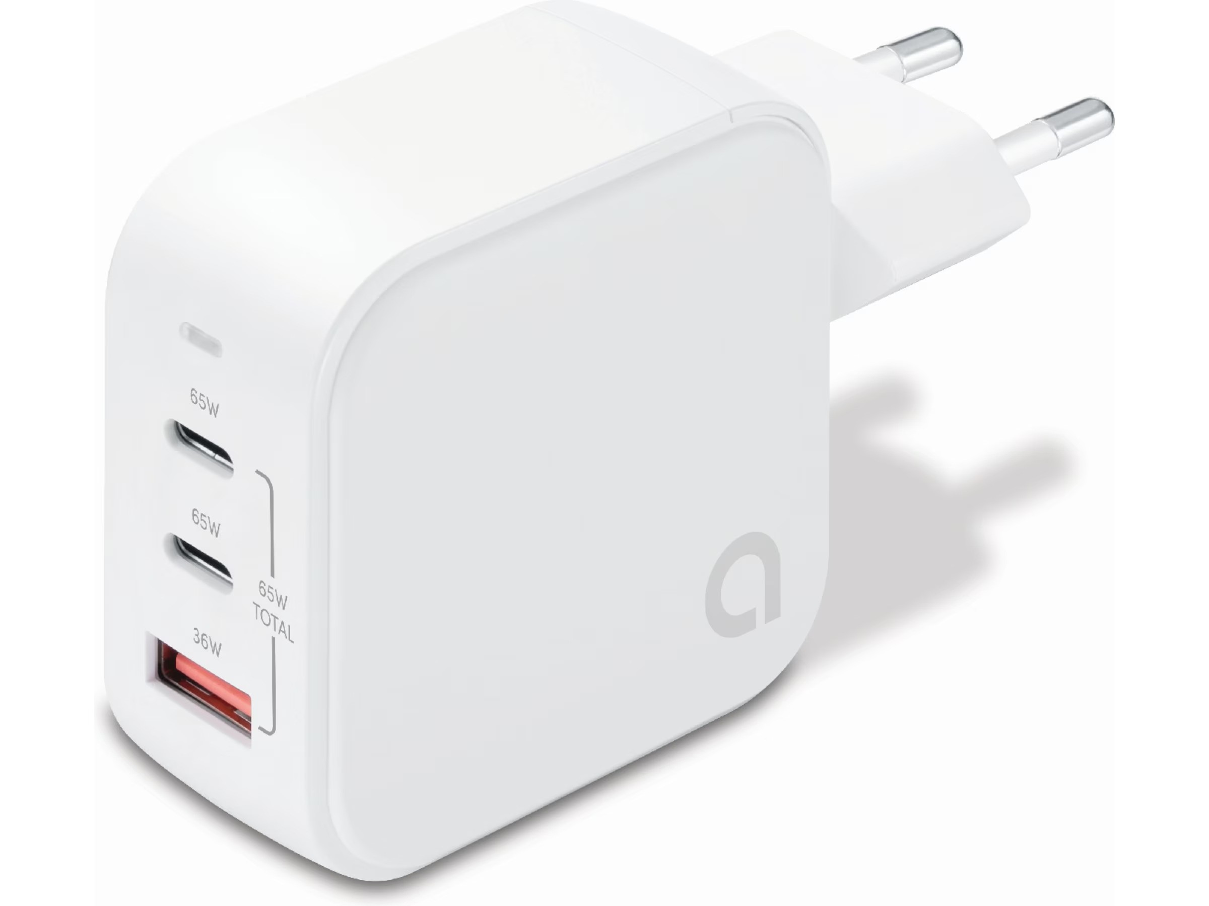 Andersson AC-adapter GaN väggladdare 65W med 2 USB-C och 1 USB (vit)
