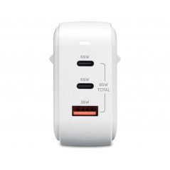 Väggladdare mobiltelefon - Andersson AC-adapter GaN väggladdare 65W med 2 USB-C och 1 USB (vit)