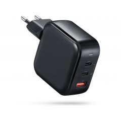 Väggladdare mobiltelefon - Andersson AC-adapter GaN väggladdare 65W med 2 USB-C och 1 USB (svart)