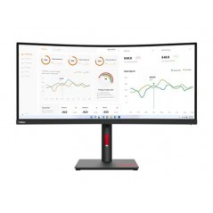 Lenovo ThinkVision T34w-30 34" ultrabred 3440 x 1440 välvd skärm med VA-panel & USB-C PD 75W