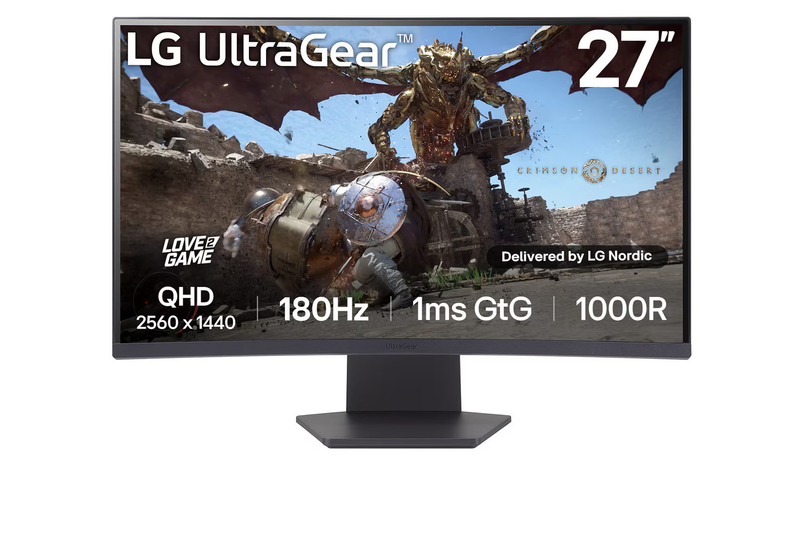 LG UltraGear 27GS60QC-B 27" 2K 2560x1440 180 Hz välvd skärm för gaming