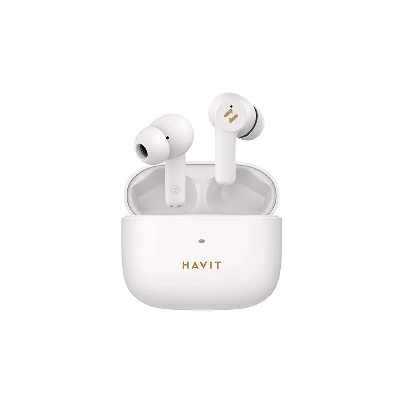Bluetooth hörlurar - Havit äkta trådlöst in-ear-headset med aktiv brusreducering (vit)