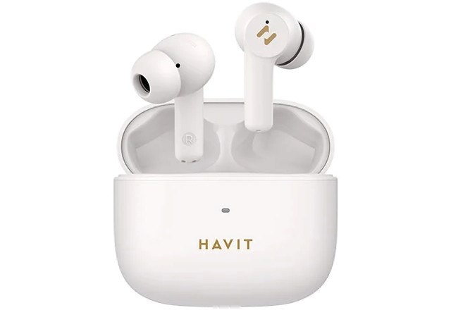 Havit äkta trådlöst in-ear-headset med aktiv brusreducering (vit)