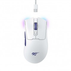 Gamingmus - Havit MS966WB trådlös gamingmus med USB-C och Bluetooth (vit)