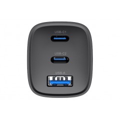 Väggladdare mobiltelefon - Havit superkompakt GaN väggladdare 65W med 2 USB-C och 1 USB