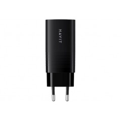 Väggladdare mobiltelefon - Havit superkompakt GaN väggladdare 65W med 2 USB-C och 1 USB