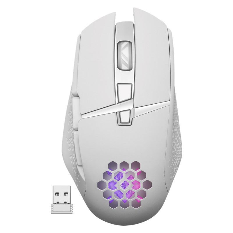 Gamingmus - Defender trådlös gamingmus med belysning (vit)