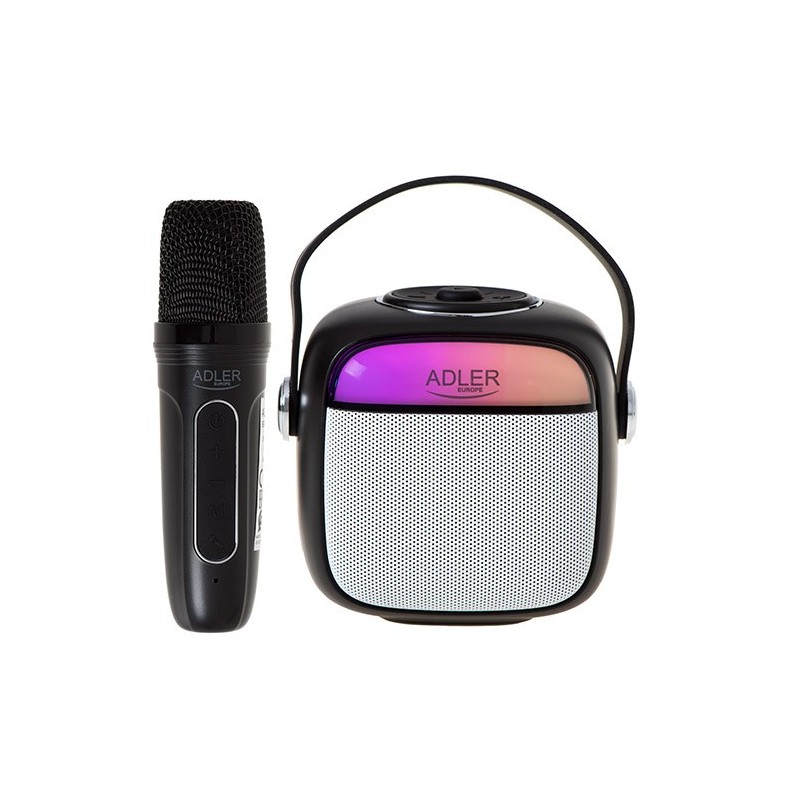 Trådlös bluetooth-högtalare - Adler kompakt bärbar högtalare med trådlös mikrofon för karaoke