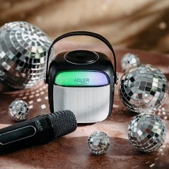 Trådlös bluetooth-högtalare - Adler kompakt bärbar högtalare med trådlös mikrofon för karaoke