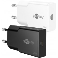 Snabbladdande kompakt GaN strömadapter med USB-C PD 20W svart/vit -...