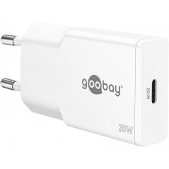 Snabbladdande kompakt GaN strömadapter med USB-C PD 20W svart/vit