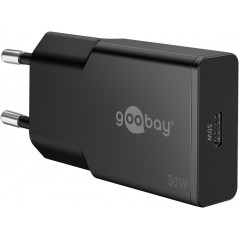 Snabbladdande kompakt GaN strömadapter med USB-C PD 30W svart/vit