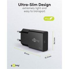 Laddare och kablar - Snabbladdande kompakt GaN strömadapter med USB-C PD 30W svart/vit