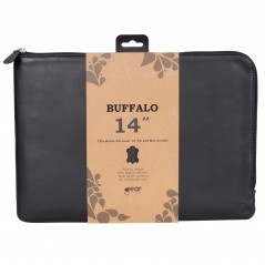 Sleeve - Buffalo handgjort laptopfodral i äkta läder upp till 14" (svart)