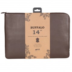 Sleeve - Buffalo handgjort laptopfodral i äkta läder upp till 14" (brunt)