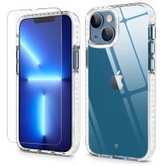 Transparent mobilskal i TPU till iPhone 14 inkl skärmskydd i härdat glas