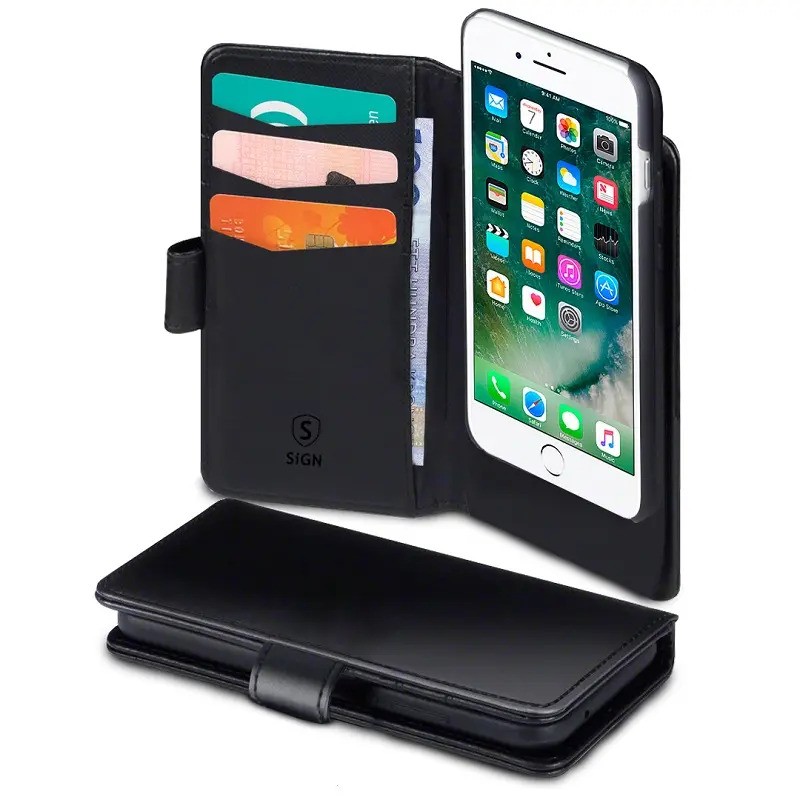 Fodral och skal - Sign plånboksfodral med avtagbart skal till iPhone 6/7/8/SE2/SE3 (svart)