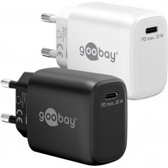 Snabbladdande kompakt GaN strömadapter med USB-C PD 20W svart/vit -...