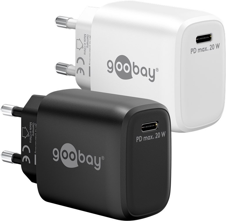 Snabbladdande kompakt GaN strömadapter med USB-C PD 20W svart/vit (Vit)