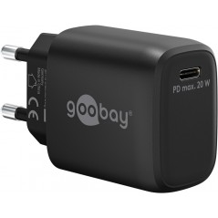 Snabbladdande kompakt GaN strömadapter med USB-C PD 20W svart/vit