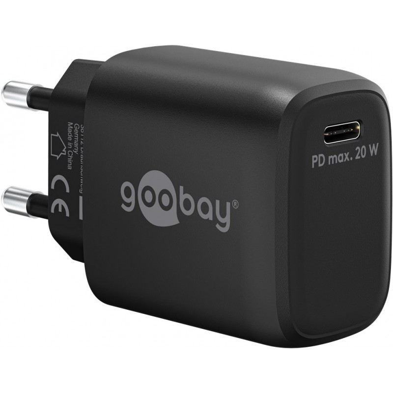 Laddare och kablar - Snabbladdande kompakt GaN strömadapter med USB-C PD 20W svart/vit