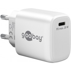 Laddare och kablar - Snabbladdande kompakt GaN strömadapter med USB-C PD 20W svart/vit