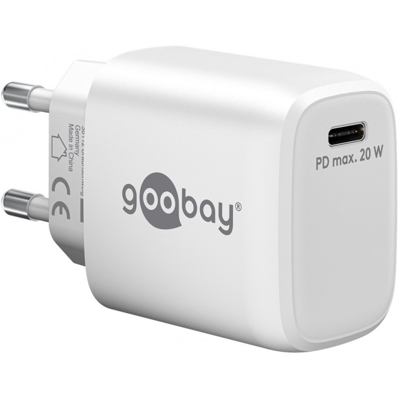 Laddare och kablar - Snabbladdande kompakt GaN strömadapter med USB-C PD 20W svart/vit