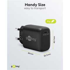 Laddare och kablar - Snabbladdande kompakt GaN strömadapter med USB-C PD 20W svart/vit