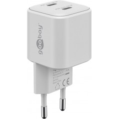 Laddare och kablar - Snabbladdande kompakt GaN strömadapter med 2x USB-C PD 35W svart/vit