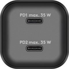 Laddare och kablar - Snabbladdande kompakt GaN strömadapter med 2x USB-C PD 35W svart/vit