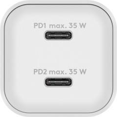 Laddare och kablar - Snabbladdande kompakt GaN strömadapter med 2x USB-C PD 35W svart/vit