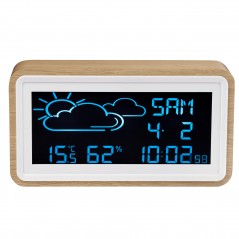 Denver väderstation med termometer, hygrometer, klocka och kalender