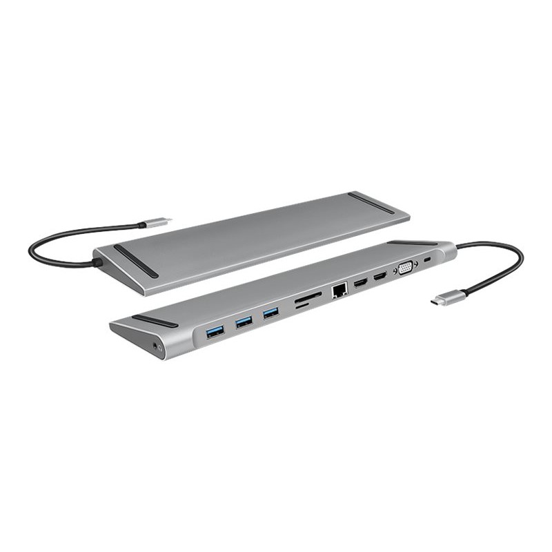 Dockningsstation universal - LogiLink USB-C Multiport universal dockningsstation 11-i-1 med stöd för 3 skärmar
