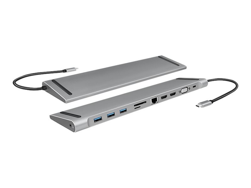 LogiLink USB-C Multiport universal dockningsstation 11-i-1 med stöd för 3 skärmar