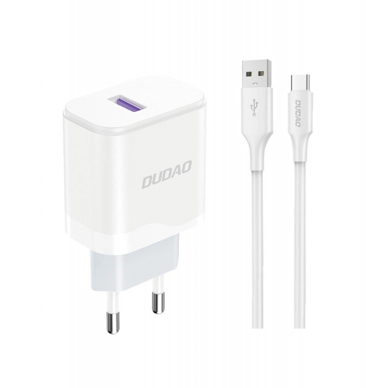 Väggladdare mobiltelefon - Dudao AC-adapter väggladdare USB 18W samt 1 meter USB-C-kabel