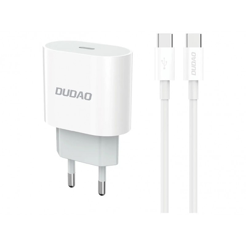 Väggladdare mobiltelefon - Dudao 20 Watt AC-adapter väggladdare med USB-C samt 1 meters USB-C-kabel