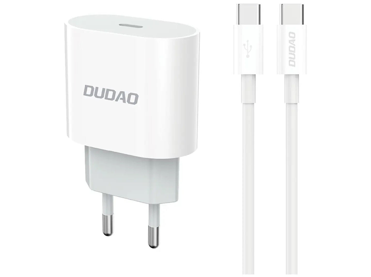 Dudao 20 Watt AC-adapter väggladdare med USB-C samt 1 meters USB-C-kabel