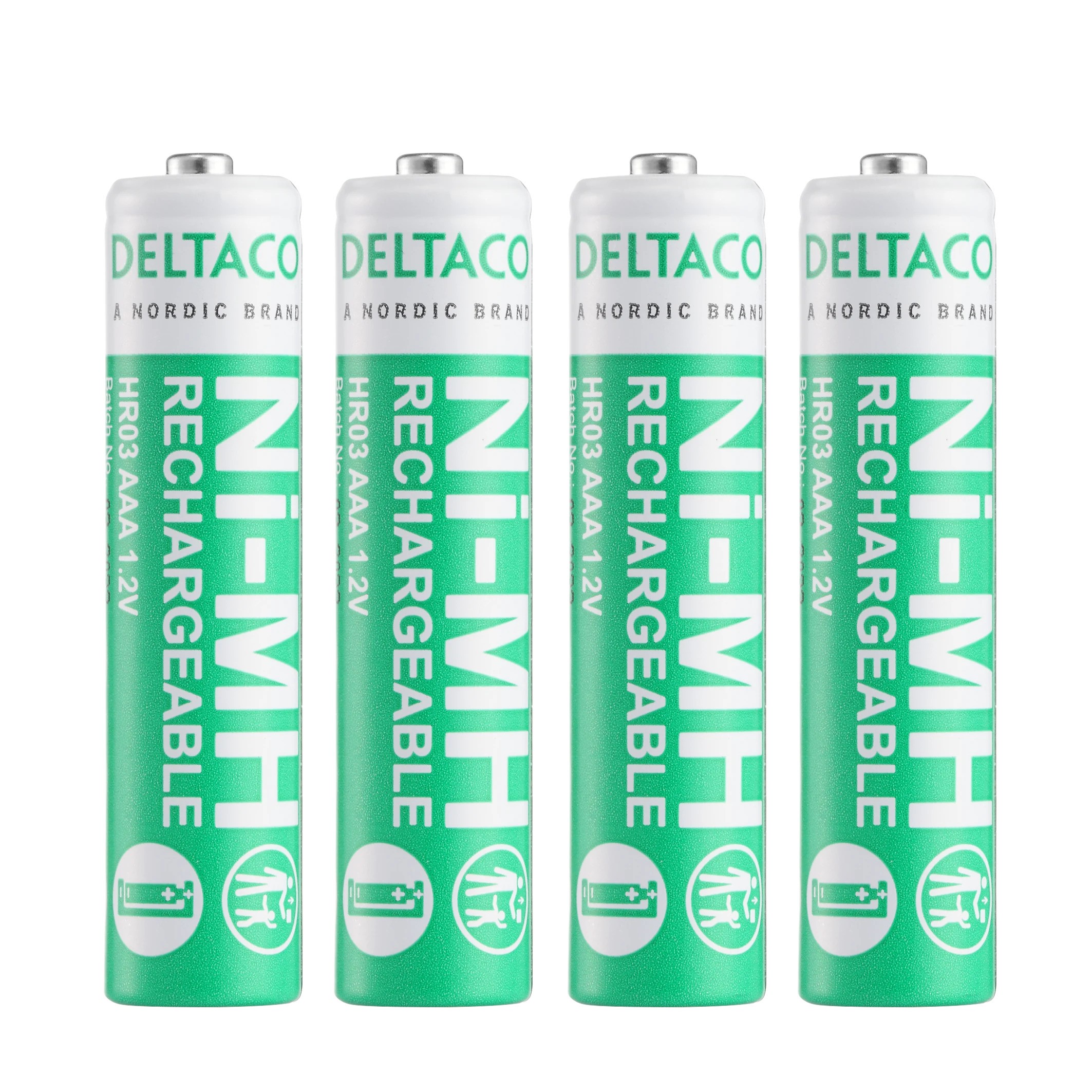 Deltaco uppladdningsbara AAA-batterier (750 mAh) i 4-pack