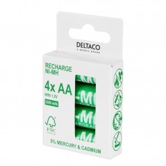 Deltaco uppladdningsbara AA-batterier (2300 mAh) i 4-pack