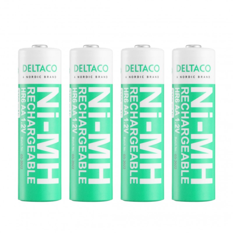 Batterier & batteritestare - Deltaco uppladdningsbara AA-batterier (2300 mAh) i 4-pack