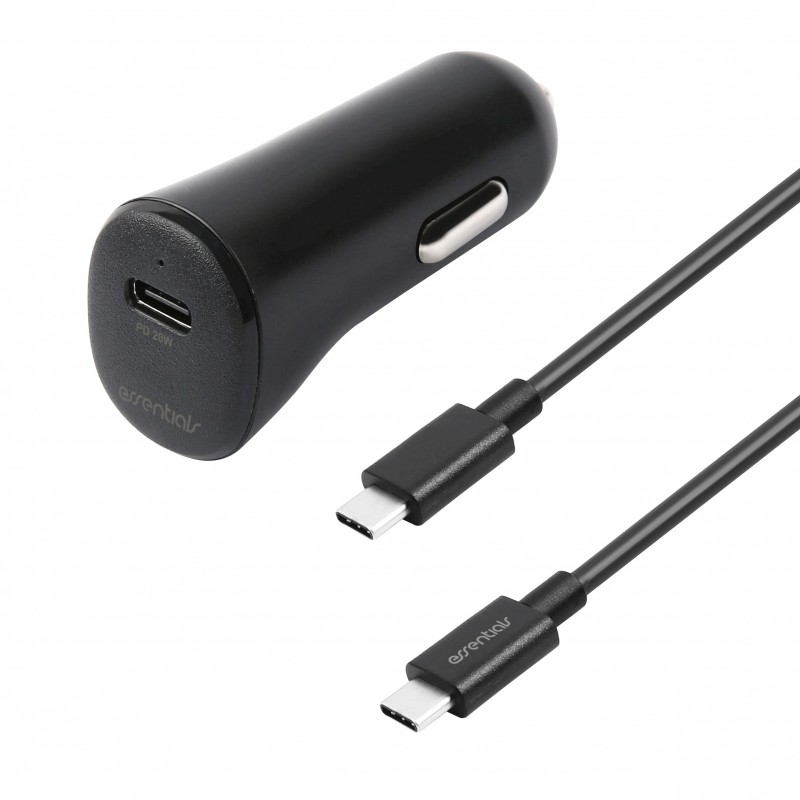 Laddare och kablar - Essentials 20W billaddare med USB-C och 1 meters USB-C till USB-C-kabel