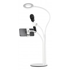Mobiltillbehör - 3-i-1 Selfie Ring Light till smartphone med ringljus, telefonhållare och mikrofonhållare