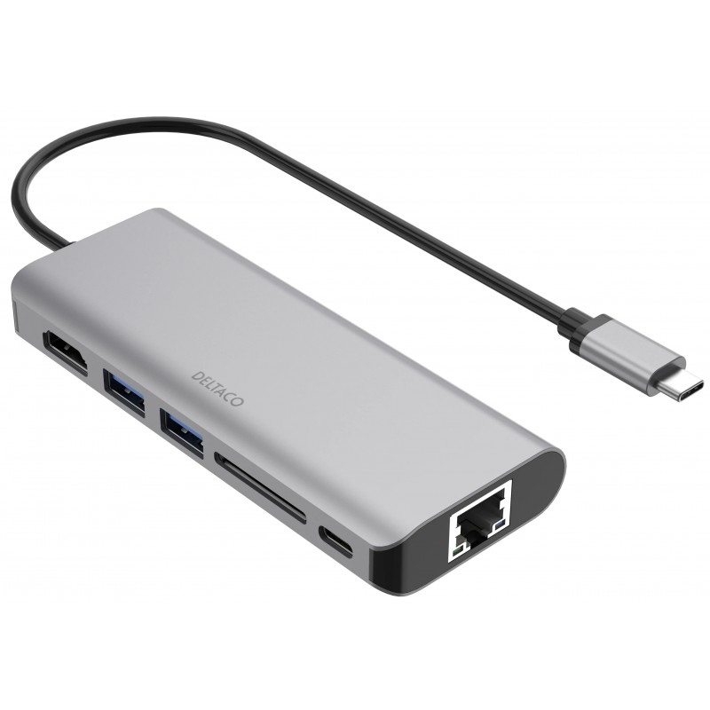 Skärmkabel & skärmadapter - USB-C Multiport till HDMI-adapter med 2xUSB/SD-kort/LAN/USB-C PD 85W 4K 60Hz