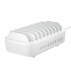 Snabbladdande USB-laddstation för 10st enheter (7x USB-A, 3x USB-C)