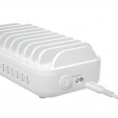 Väggladdare mobiltelefon - Snabbladdande USB-laddstation för 10st enheter (7x USB-A, 3x USB-C)