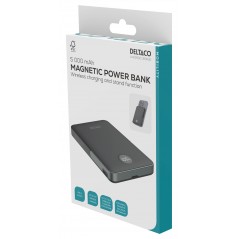 Portabla batterier - Deltaco powerbank 5000 mAh med trådlös laddning 15W och MagSafe