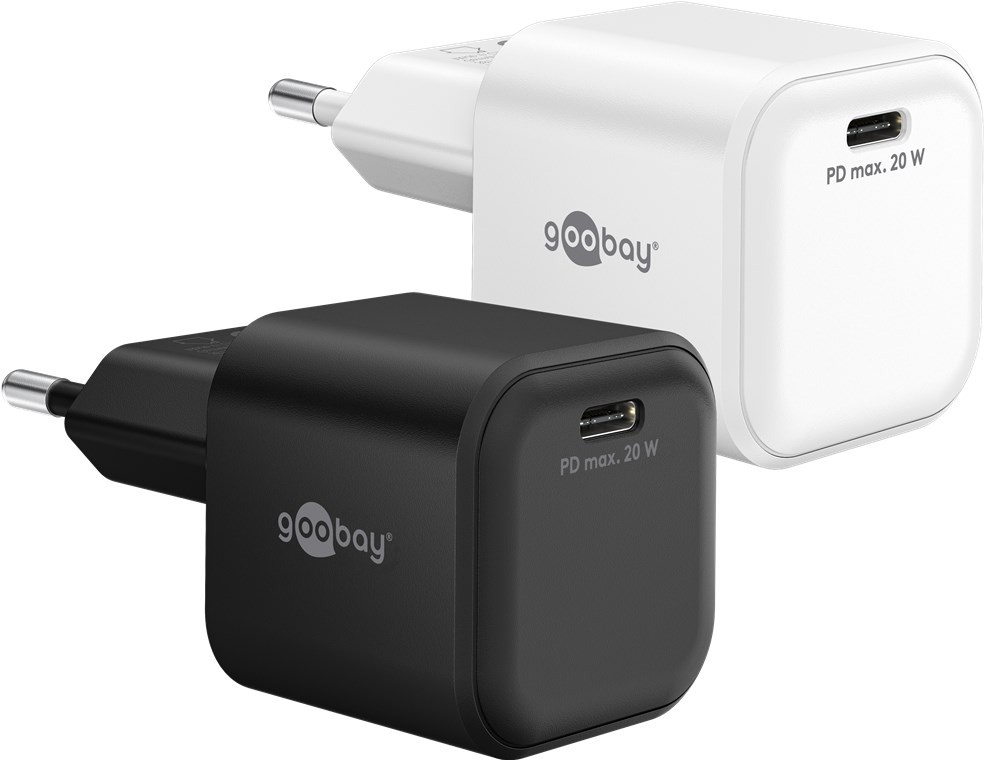 Snabbladdande GaN strömadapter med USB-C PD 20W svart/vit (Vit)